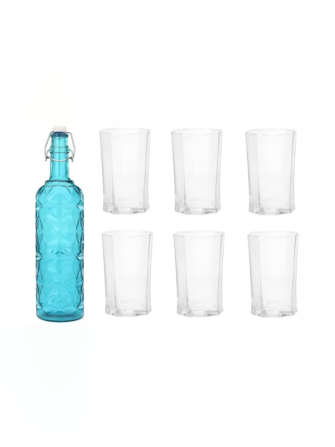 

1ST TIME Blue & Transparent 7 Pieces Bottle & Glasses