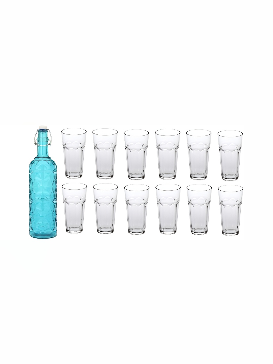 

1ST TIME Blue & Transparent Water Bottle With 12 Pieces Glass