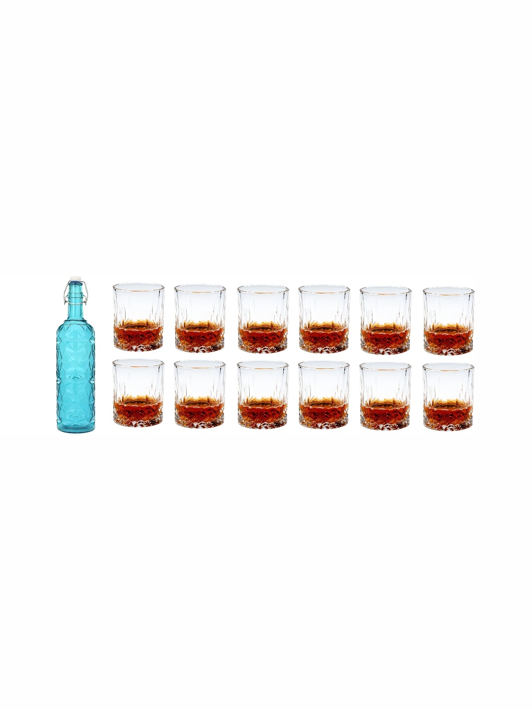 

1ST TIME Blue & Transparent Water Bottle With 12 Pieces Glass