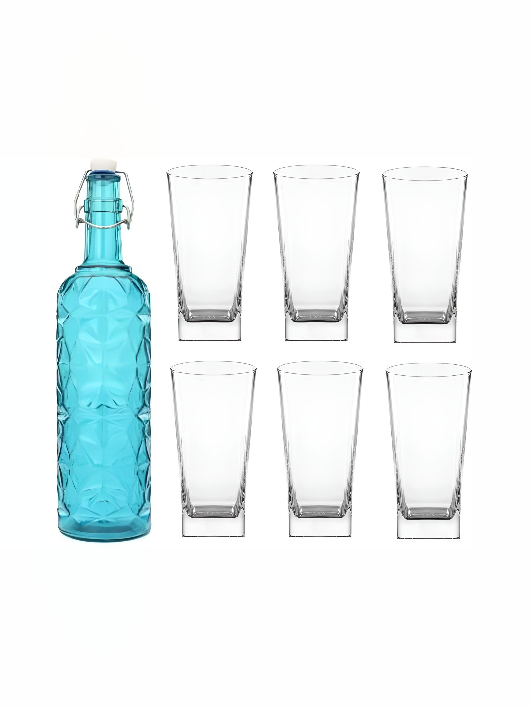 

1ST TIME Blue & Transparent 7 Pcs Water Bottle & Glasses