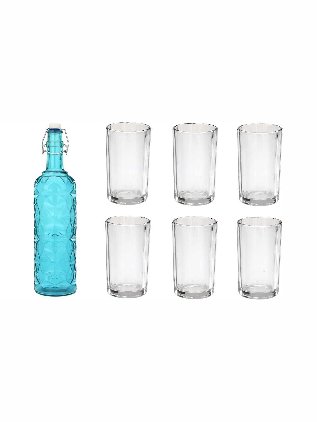 

1ST TIME Blue & Transparent Water Bottle With 6 Pieces Glass