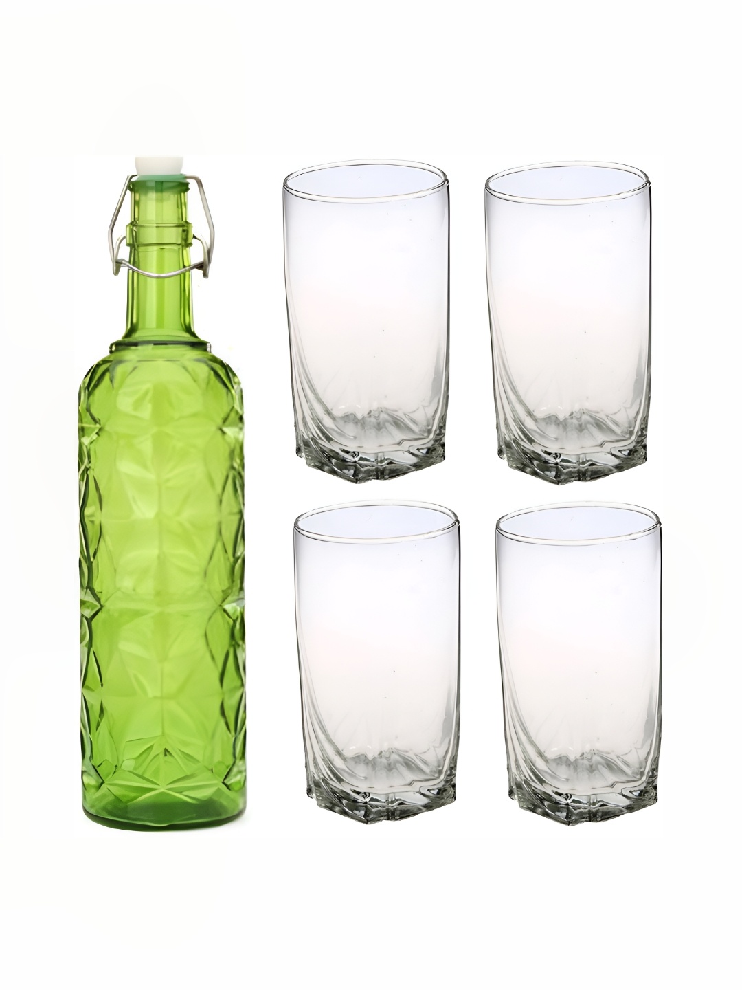 

1ST TIME Green & Transparent 5 Pieces Water Bottle With Glass