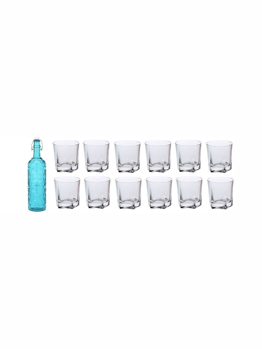 

1ST TIME Blue & Transparent 13 Piece Water Bottle With Shot Glasses
