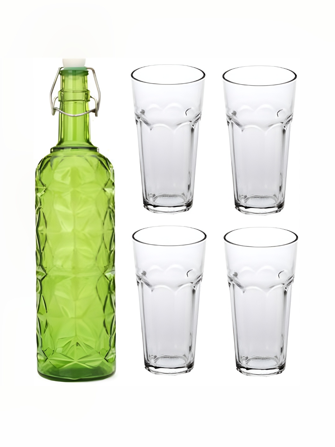 

1ST TIME Green & Transparent 5 Pieces Water Bottle With Glasses