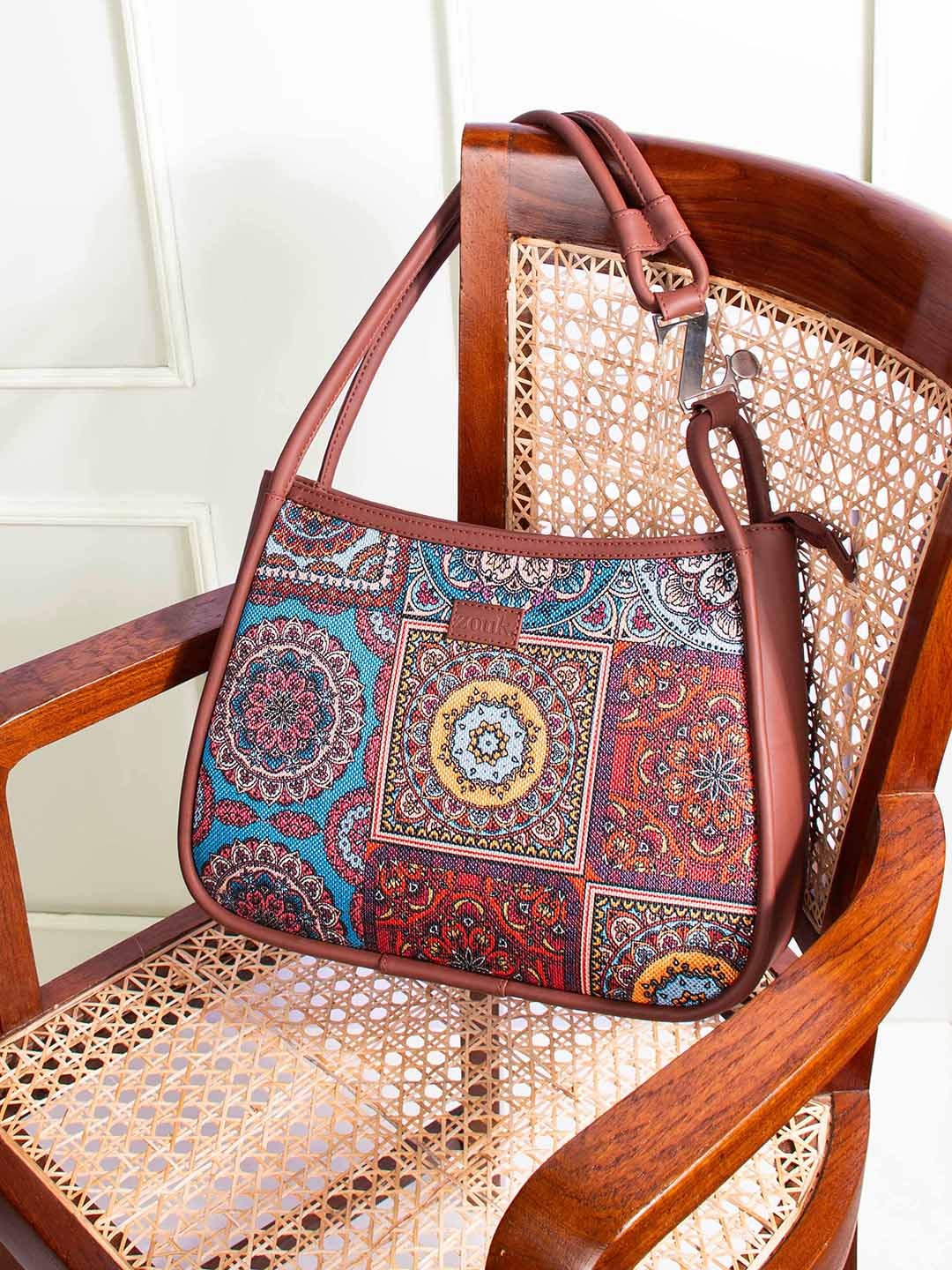 

ZOUK Printed Structured Shoulder Bag, Brown