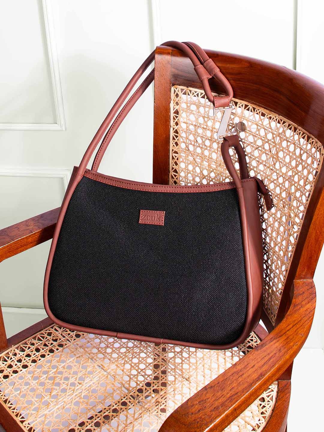 

ZOUK Structured Shoulder Bag, Black
