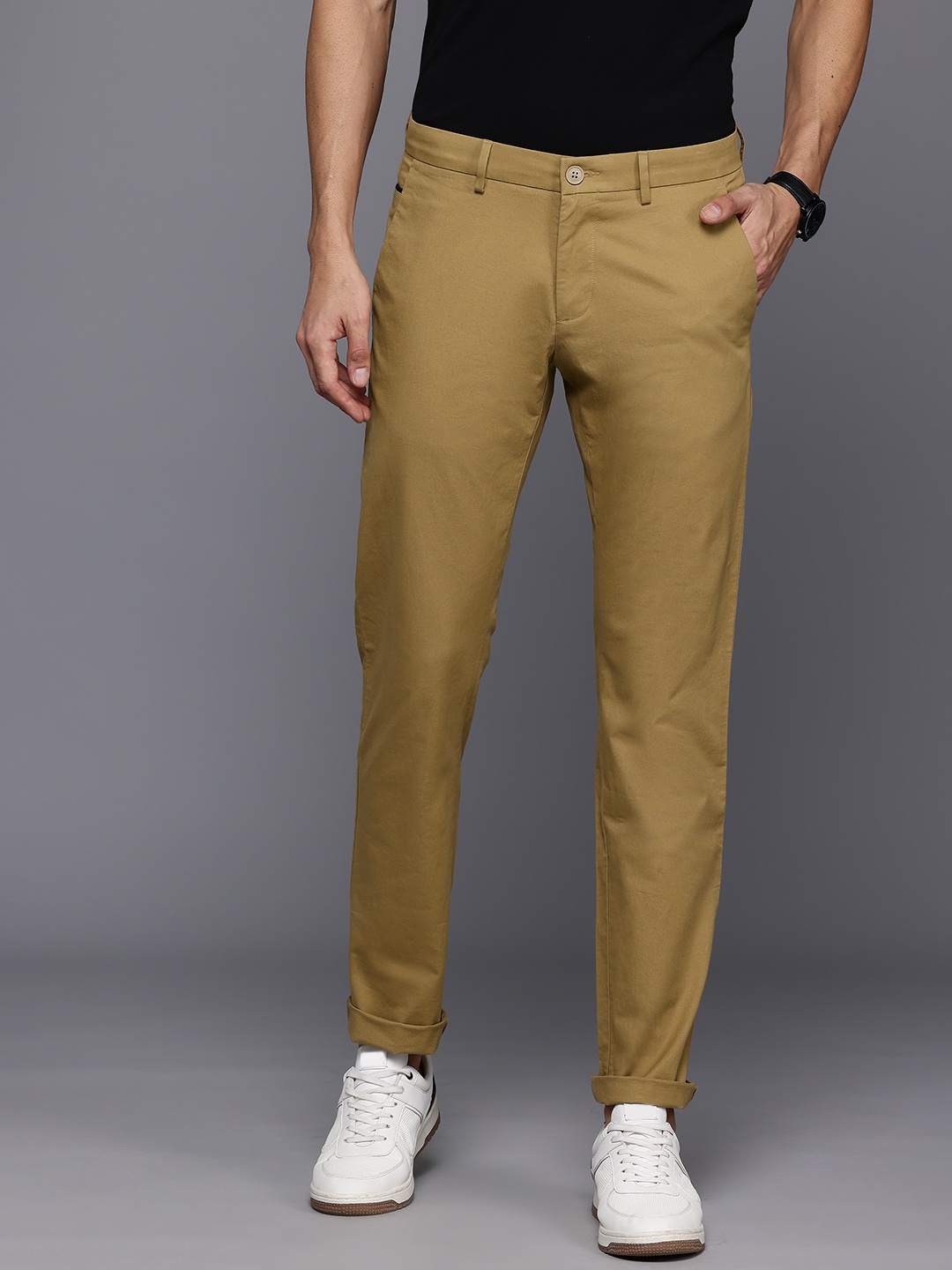 

Allen Solly Men Smart Slim Fit Chinos Trousers, Khaki