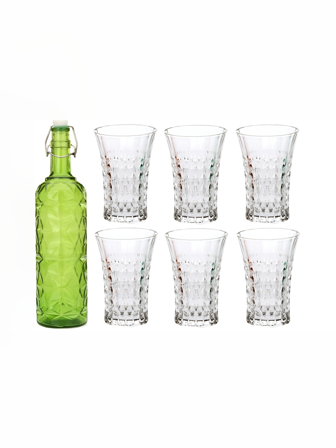 

1ST TIME Green & Transparent 7 Piece Bottle With Whisky Glass