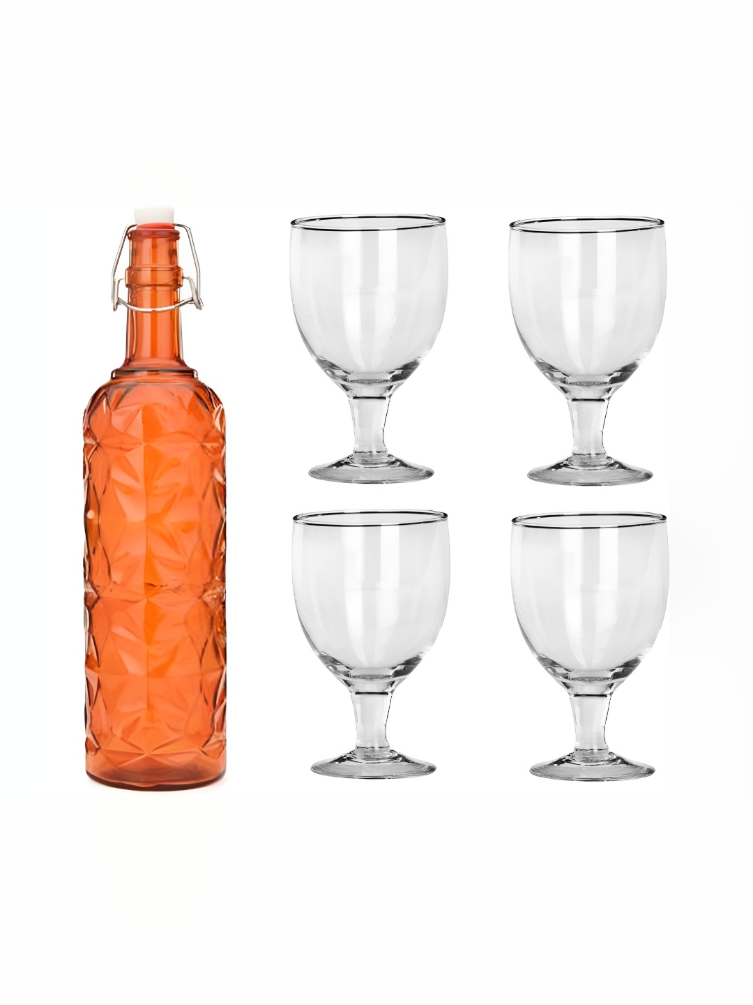 

1ST TIME Orange & Transparent 5 Pieces Bottle & Glasses Set