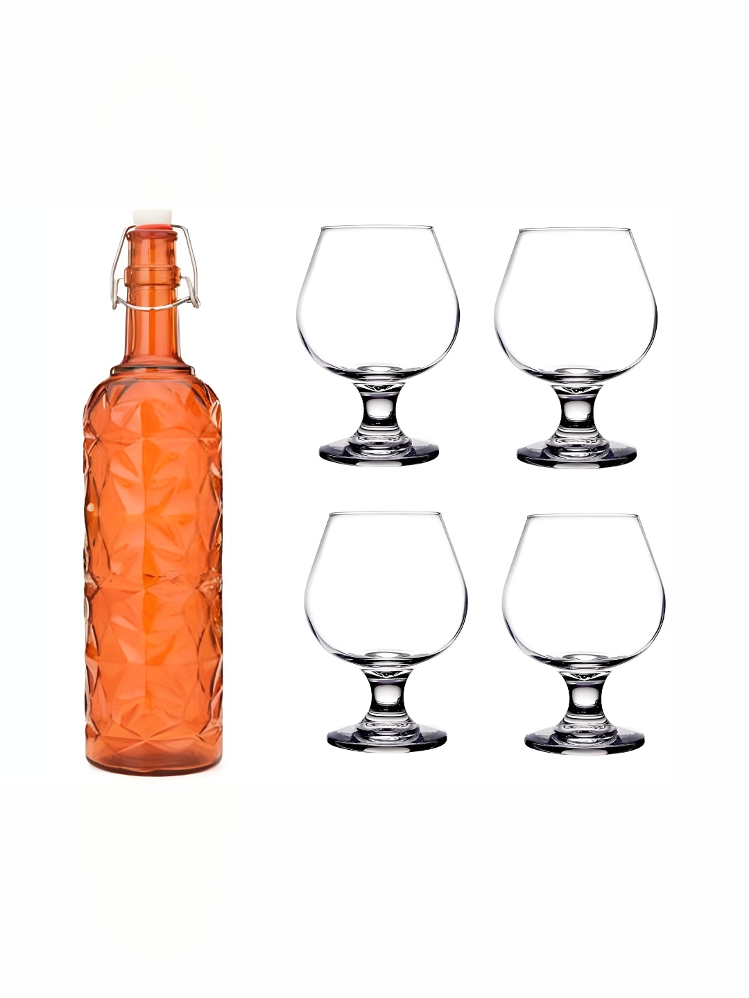 

1ST TIME Orange Coloured & Transparent 5-Pcs Bottle & Glasses Set