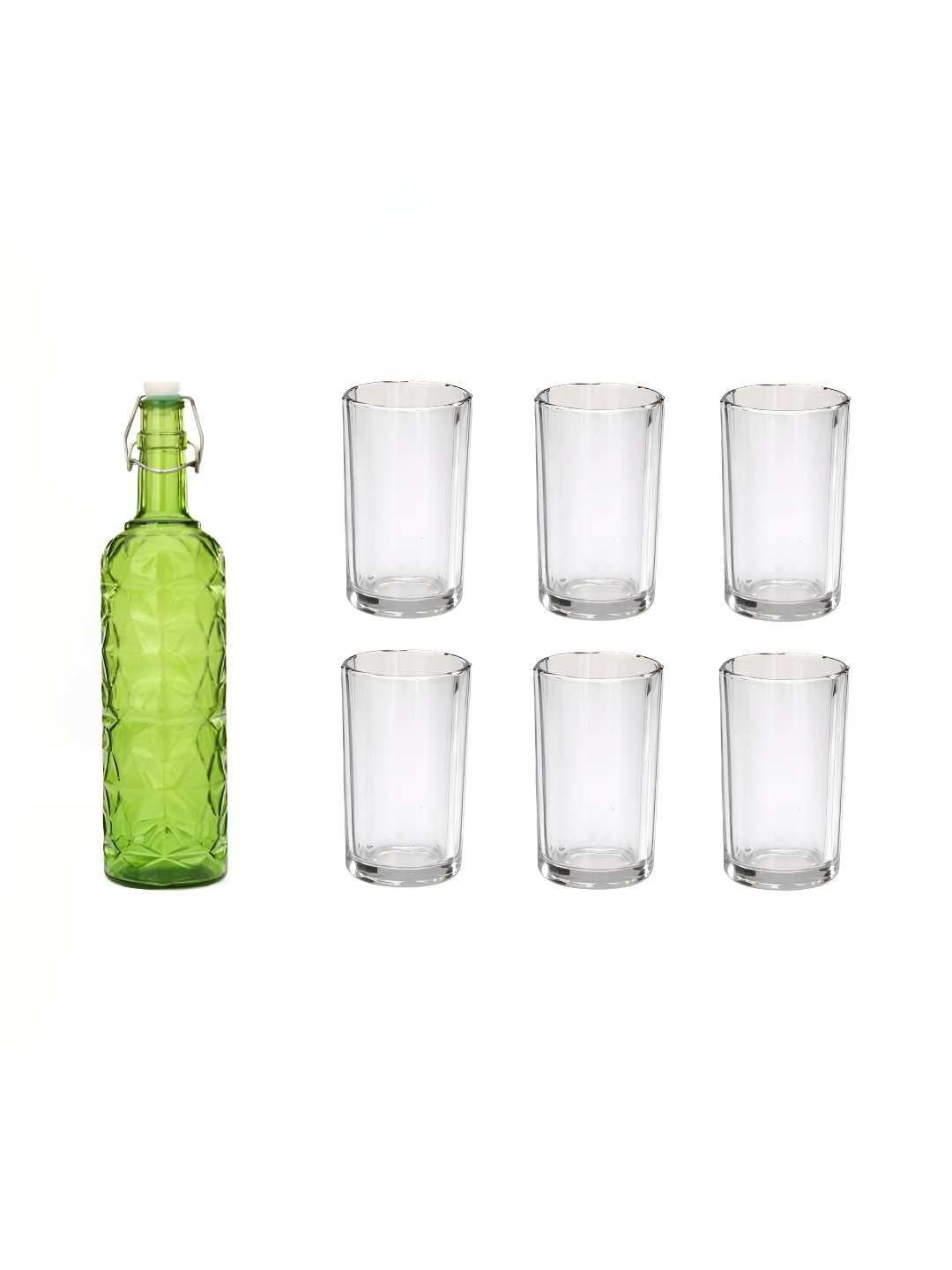 

1ST TIME Green & Transparent 7 Pcs Water Bottle & Glasses