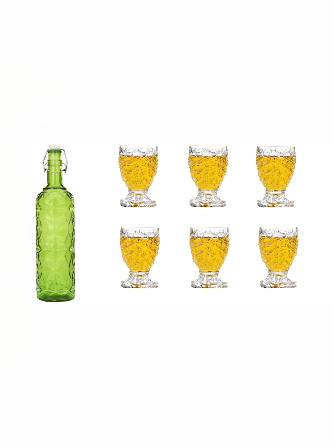 

1ST TIME Green & Transparent 7 Pieces Water Bottle With Glass