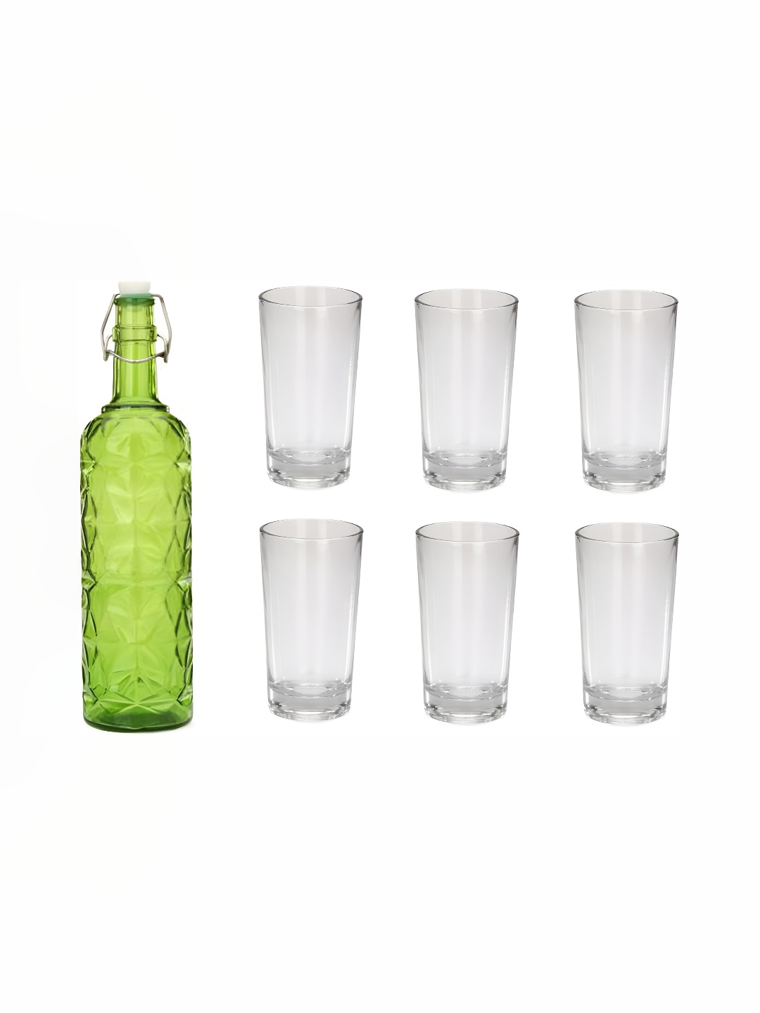 

1ST TIME Green & Transparent 7 Pcs Water Bottle & Glasses