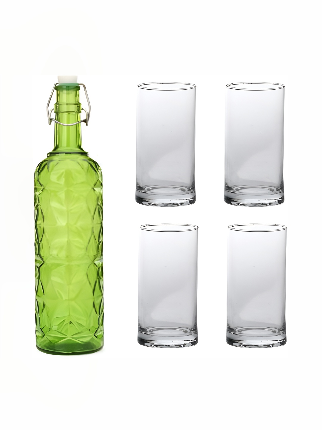 

1ST TIME Green & Transparent 5 Pieces Bottle & Glasses Set