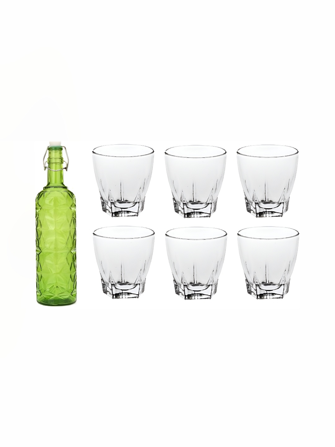 

1ST TIME Green & Transparent 7 Pieces Bottle & Glasses Set