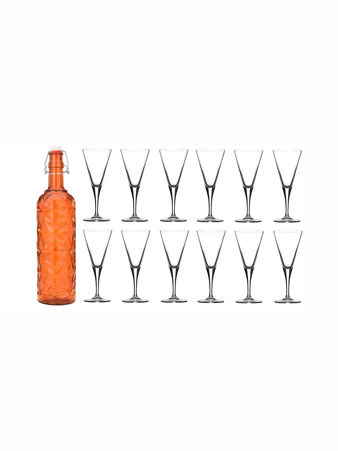 

1ST TIME Orange-Coloured & Transparent Water Bottle With 12 Pieces Glass