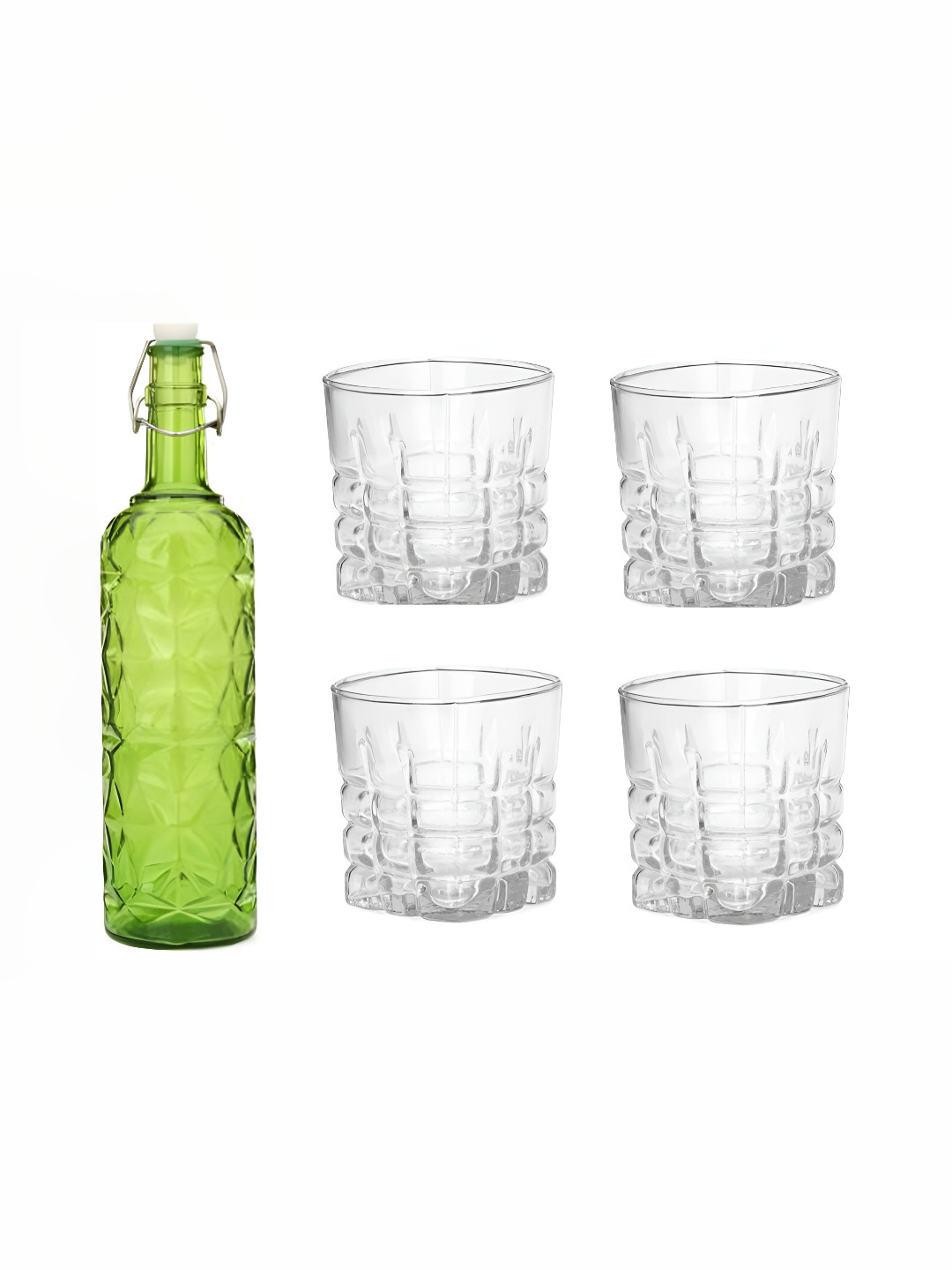 

1ST TIME Green & Transparent 5-Pcs Bottle & Glasses Set