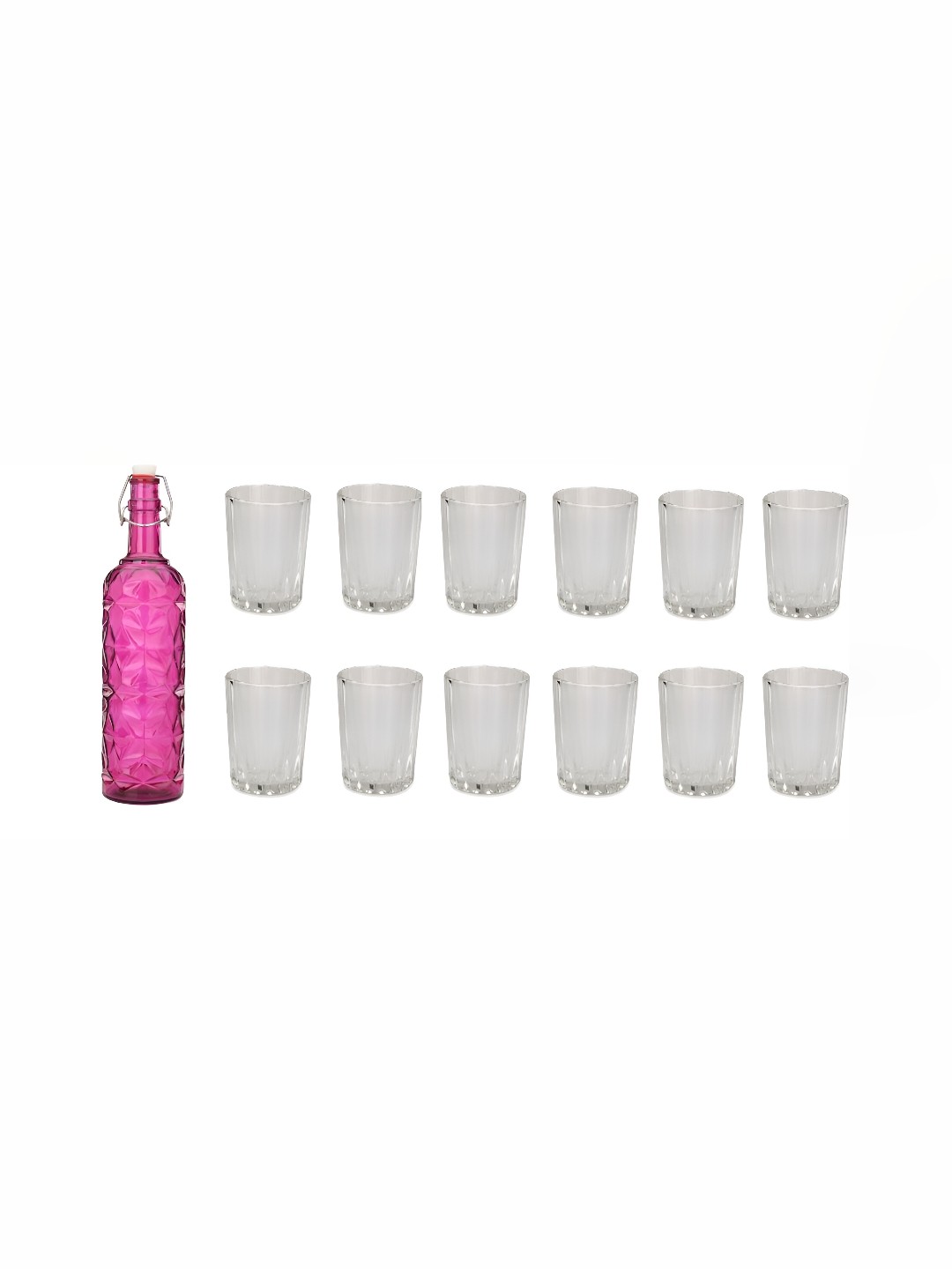 

1ST TIME Pink & Transparent 13 Pieces Glasses & Water Bottle