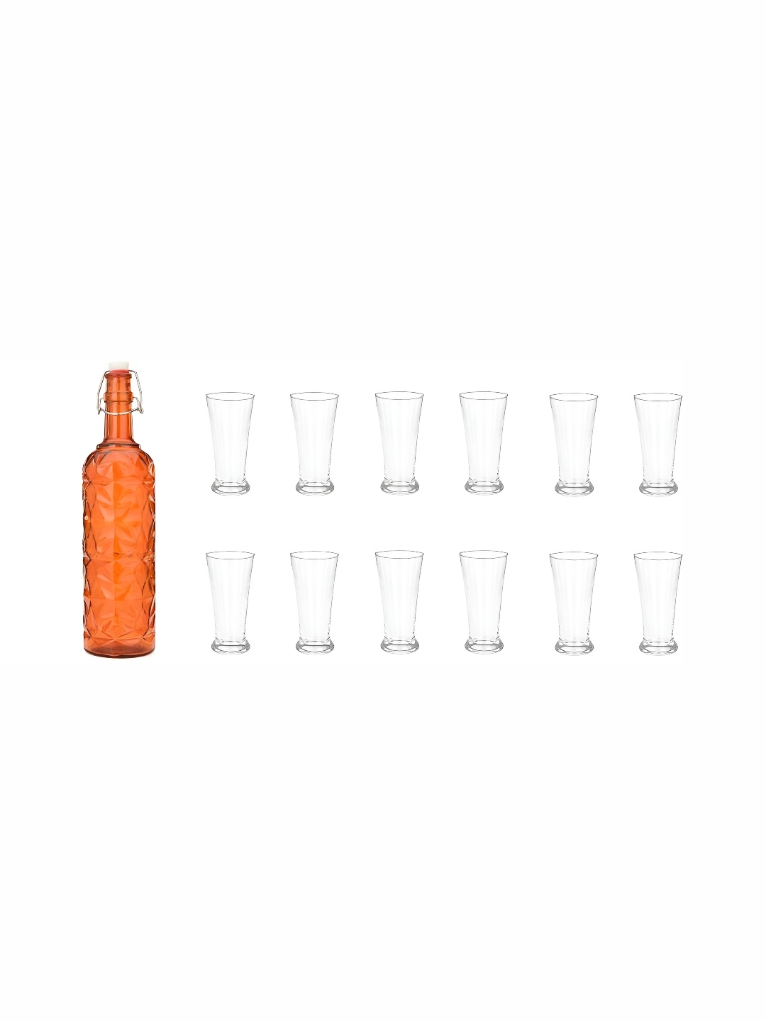 

1ST TIME Orange Coloured & Transparent 13-Pcs Bottle & Glasses Set