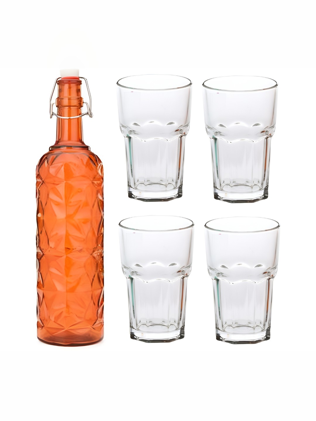 

1ST TIME Orange Coloured & Transparent 5-Pcs Bottle & Glasses Set
