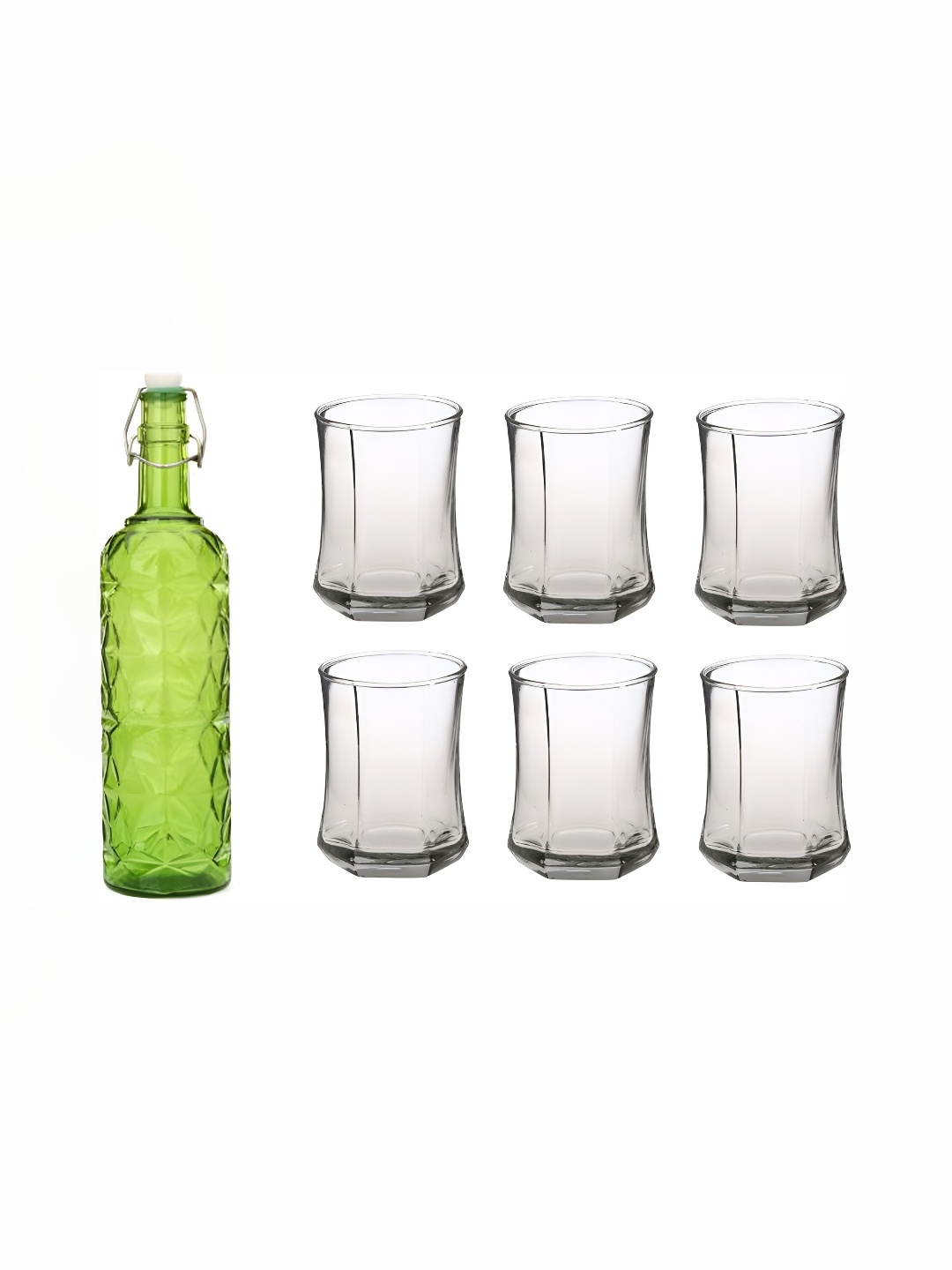 

1ST TIME Green & Transparent 7 Pcs Water Bottle & Glasses