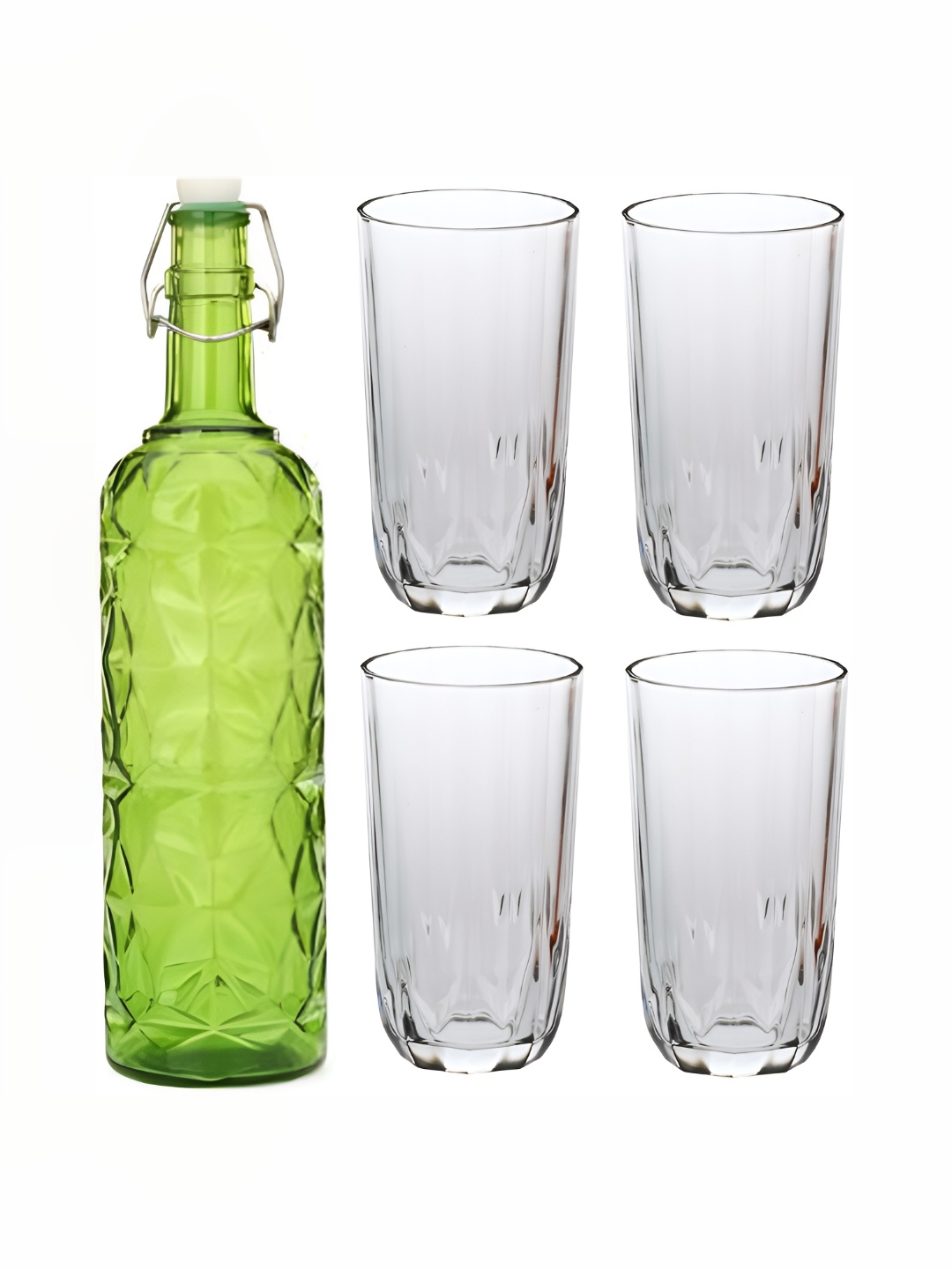 

1ST TIME Green & Transparent 5 Peces Glass Solid Water Bottle