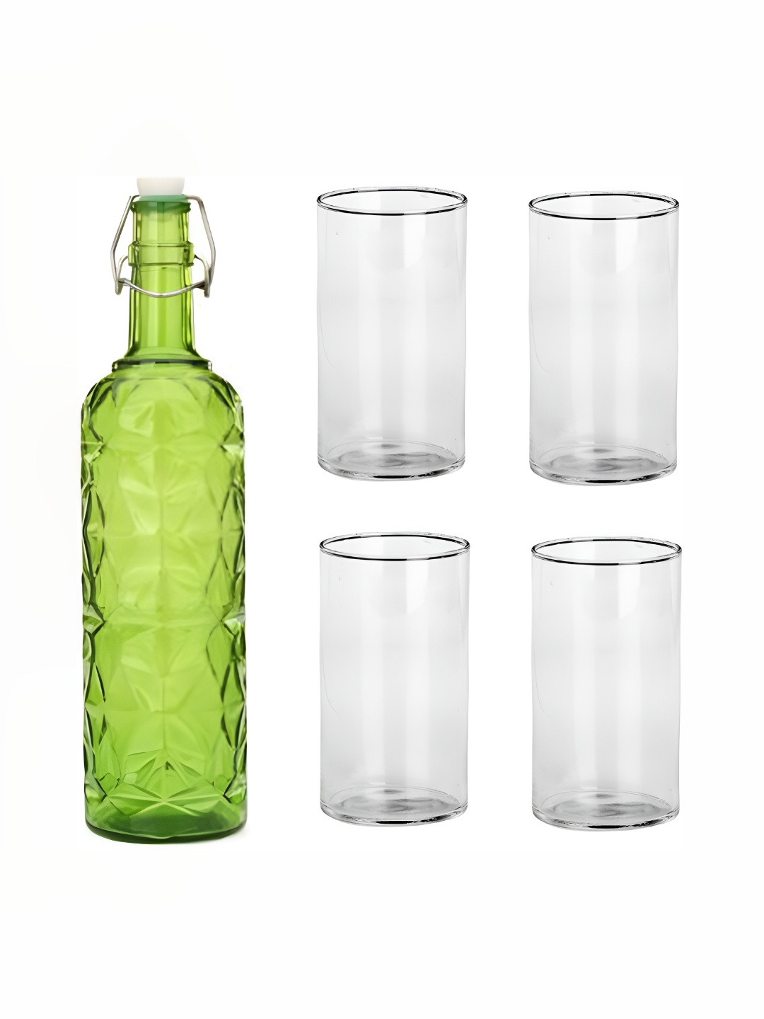 

1ST TIME Green & Transparent 5 Pieces Water Bottle With Glasses