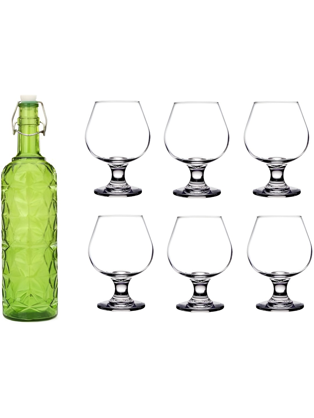 

1ST TIME Green & Transparent 7 Pcs Water Bottle & Glasses
