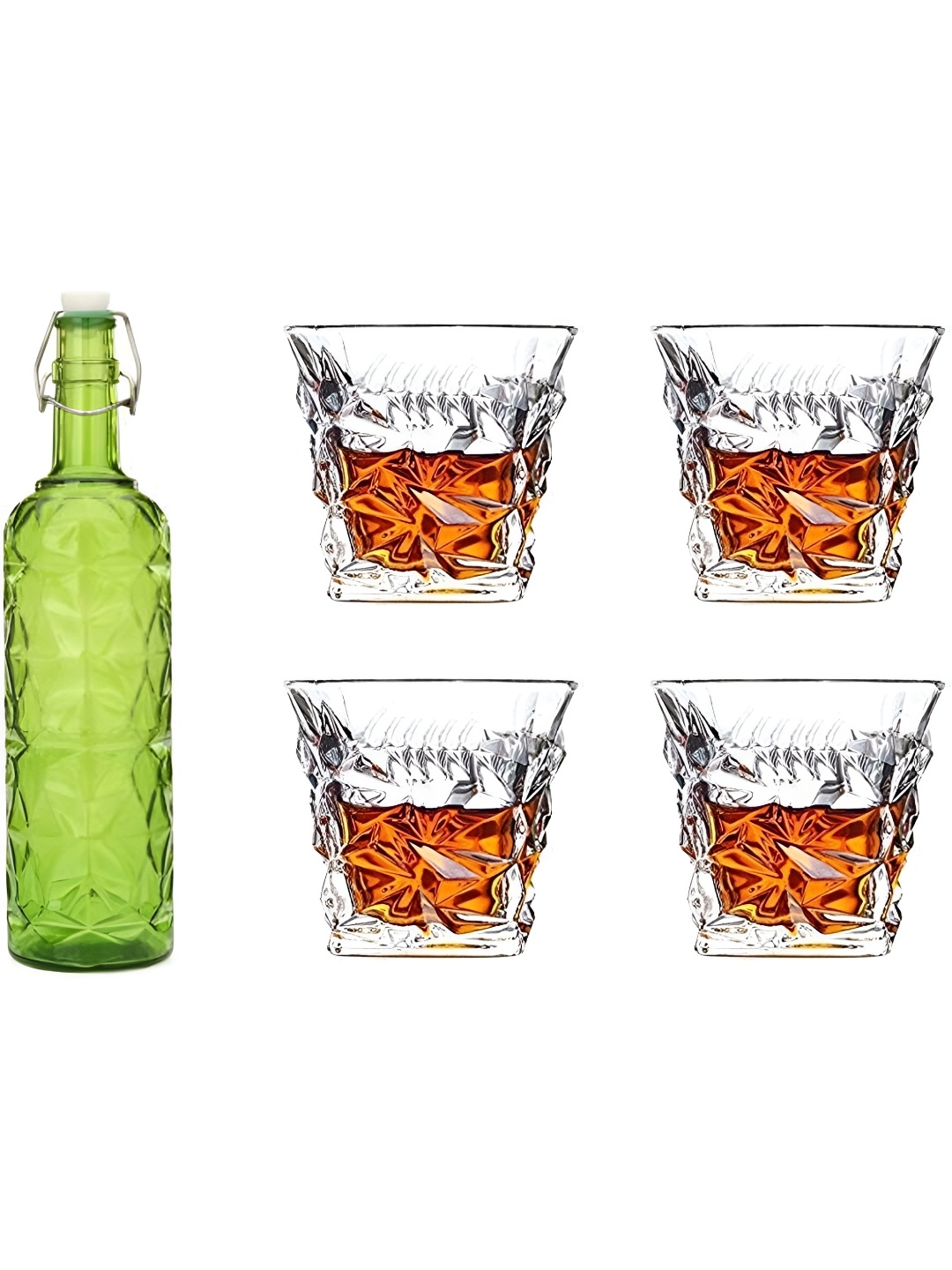 

1ST TIME Green & Transparent 5 Pieces Bottle & Glasses Set
