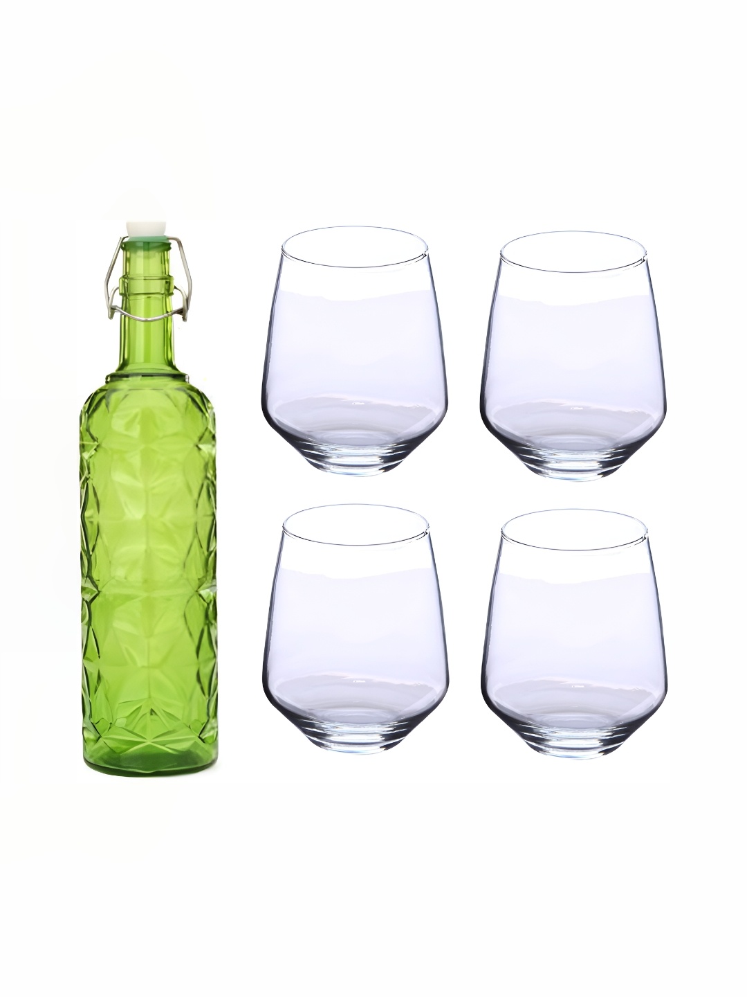 

1ST TIME Green & Transparent 5 Piece Water Bottle With Glass