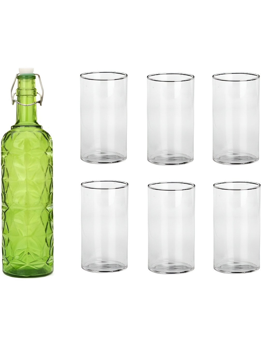 

1ST TIME Green & Transparent 7 Pieces Bottle & Glasses Set