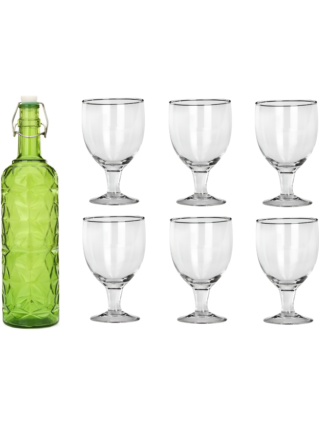 

1ST TIME Green & Transparent 7 Pieces Bottle & Glasses Set