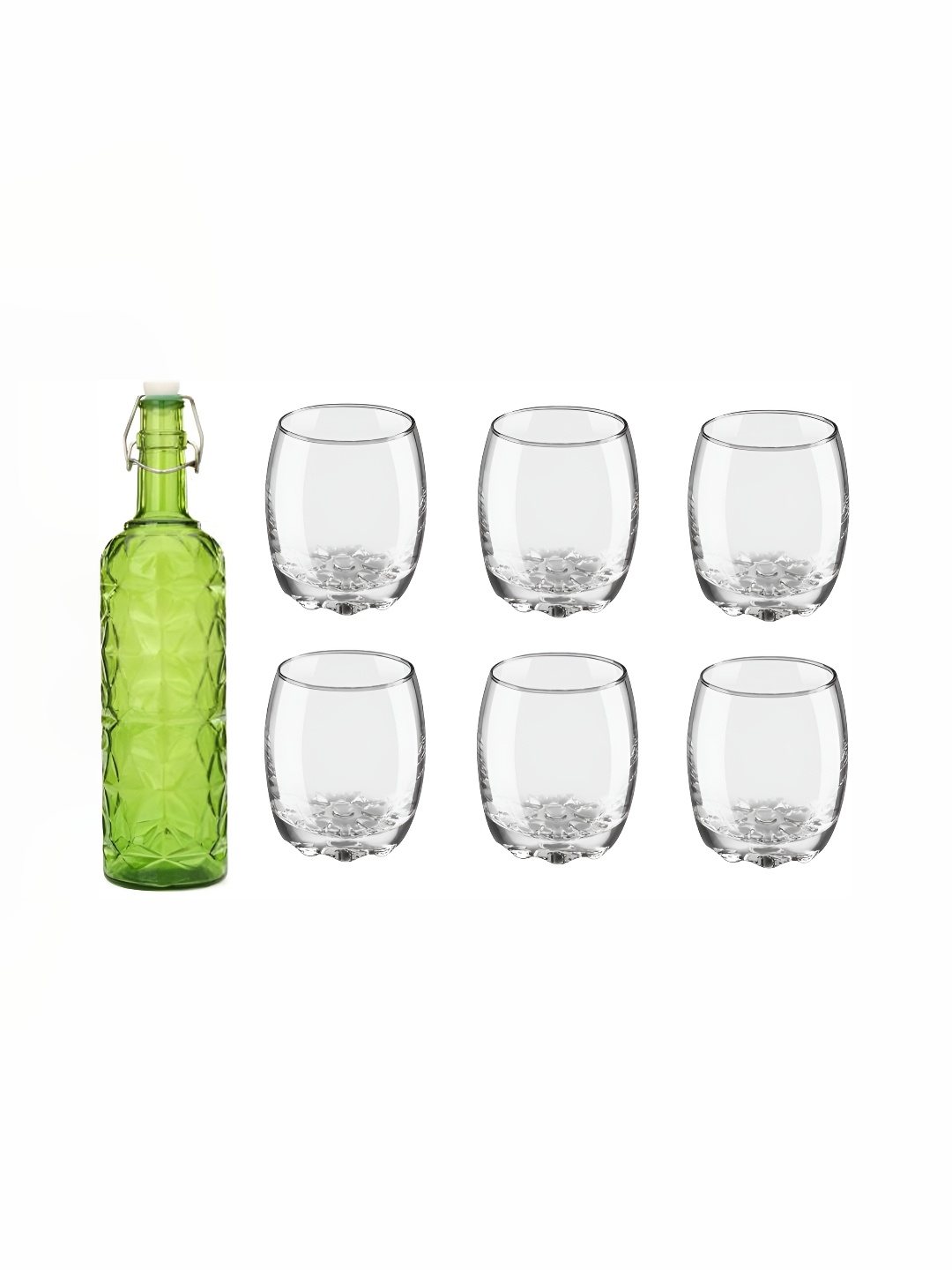 

1ST TIME Green & Transparent 7 Pieces Bottle & Glasses