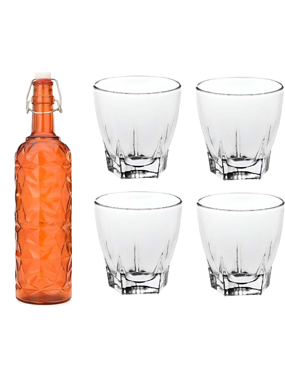 

1ST TIME Orange & Transparent 5 Pieces Bottle & Glasses