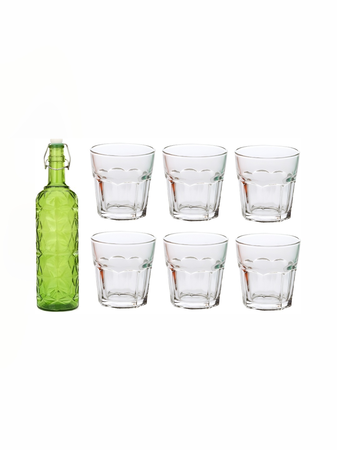 

1ST TIME Green & Transparent 7 Pieces Bottle & Whisky Glass