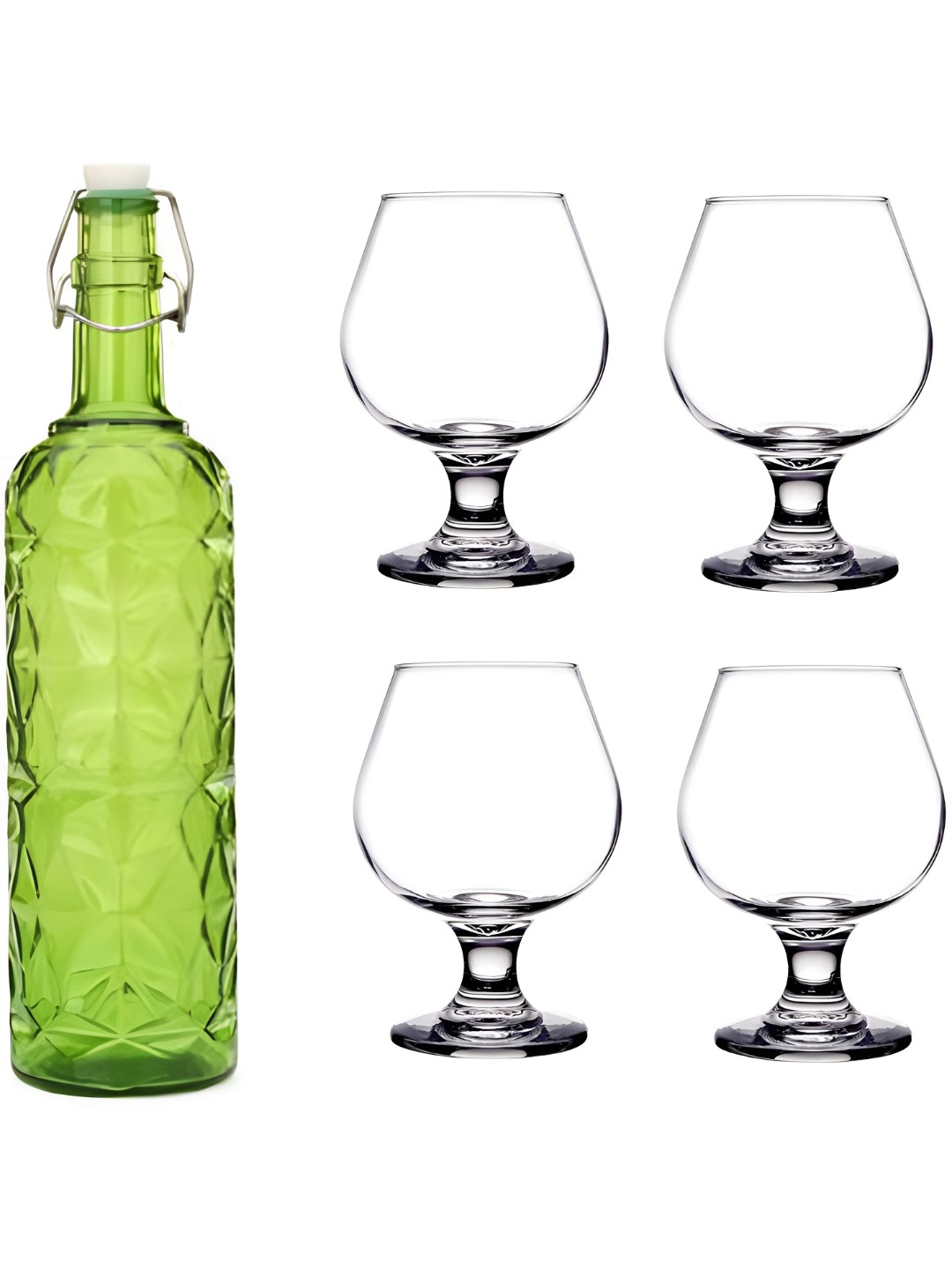 

1ST TIME Green & Transparent 5-Pcs Bottle & Glasses Set