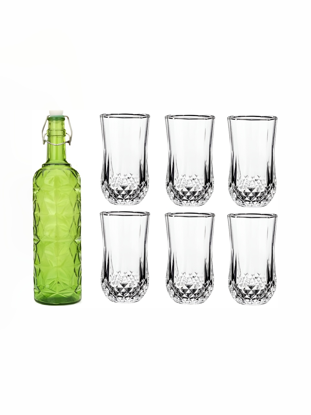 

1ST TIME Green & Transparent 7 Pcs Water Bottle & Glasses