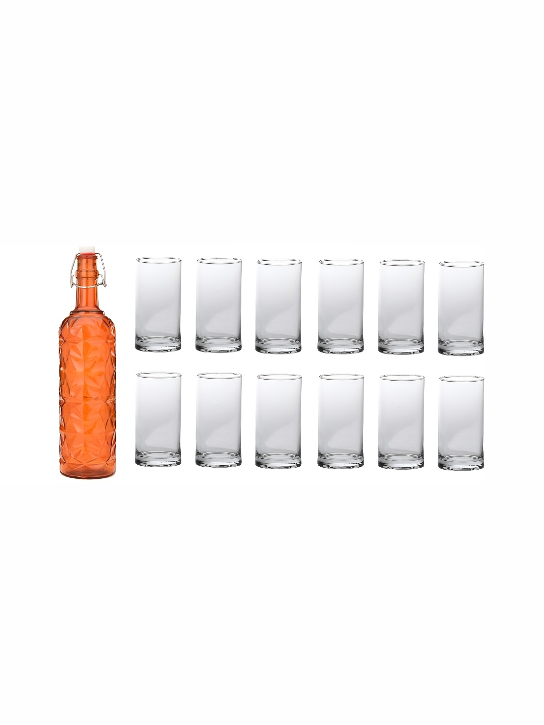 

1ST TIME Orange-Coloured & Transparent Water Bottle With 12 Pieces Glass
