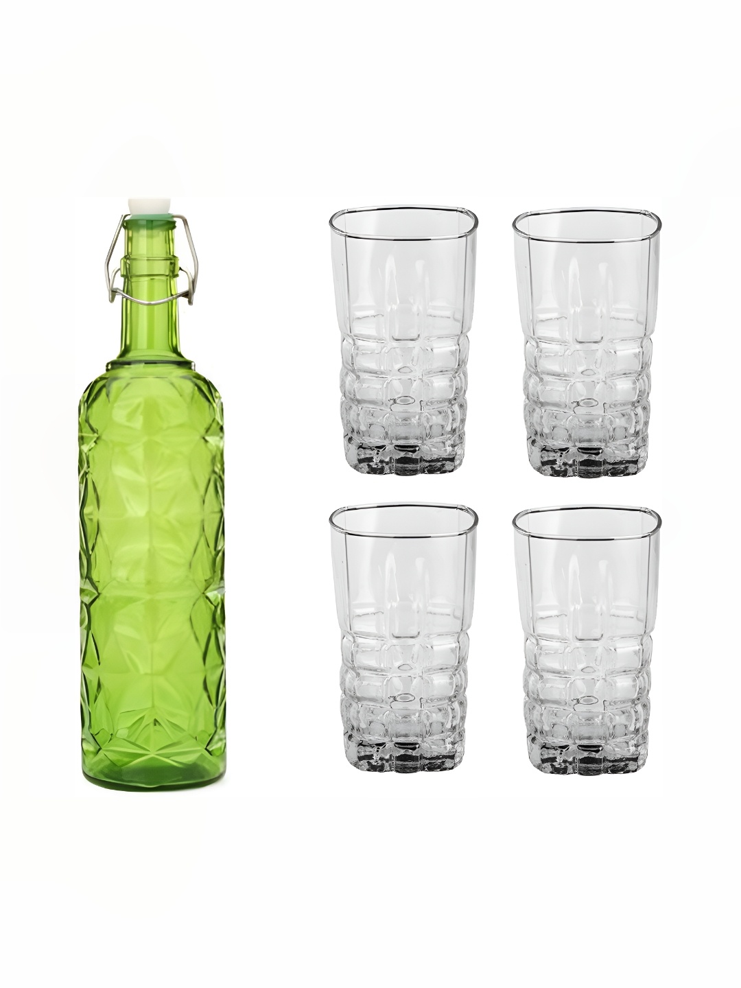 

1ST TIME Green & Transparent 5 Pieces Bottle & Glasses