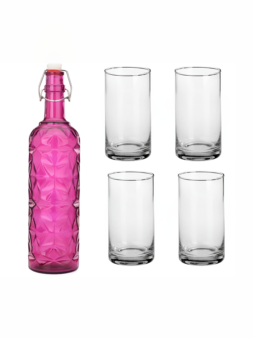 

1ST TIME Pink & Transparent 5 Pices Water Bottle With Glasses