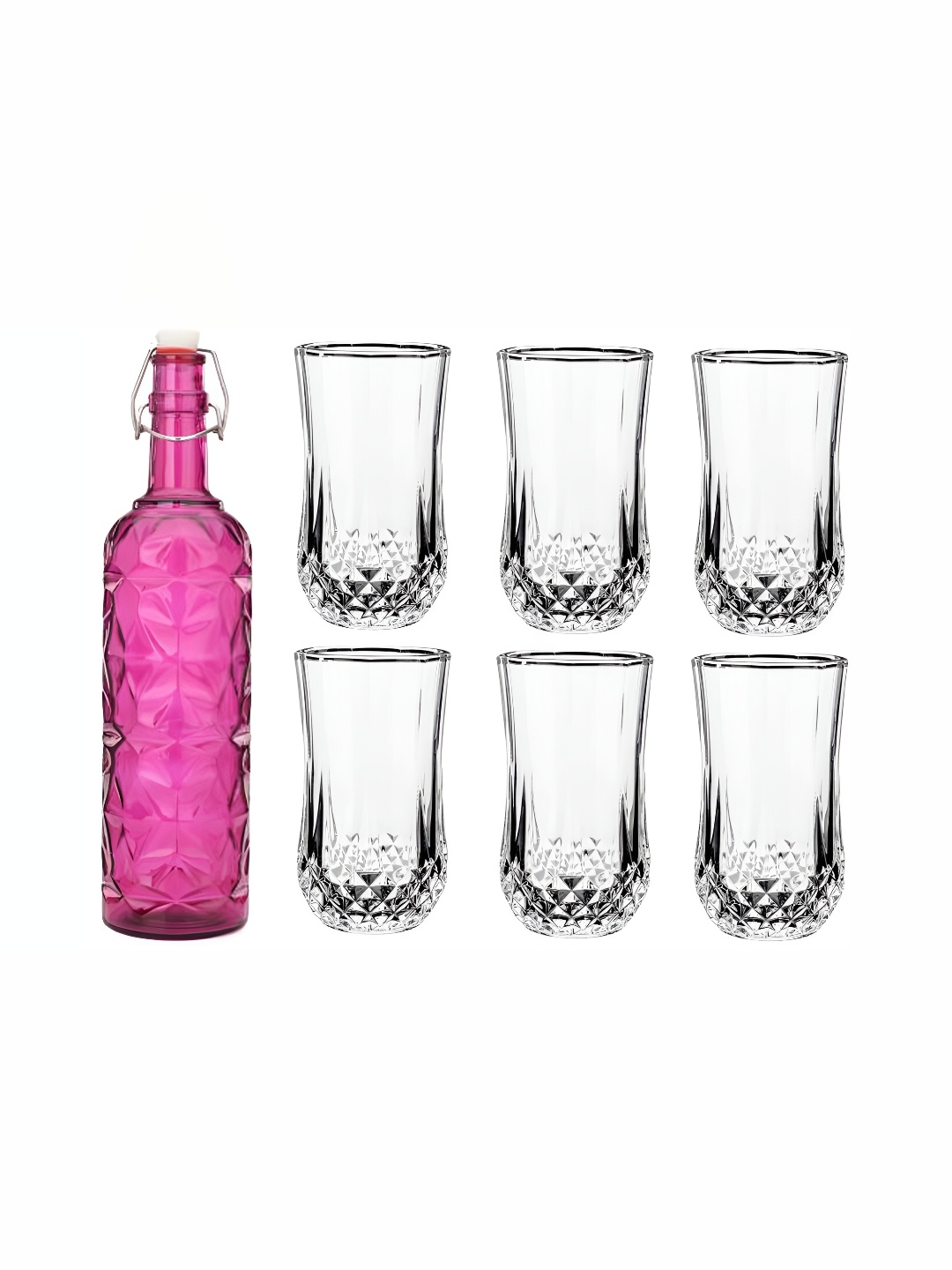 

1ST TIME Pink & Transparent 7 Pieces Bottle & Glasses