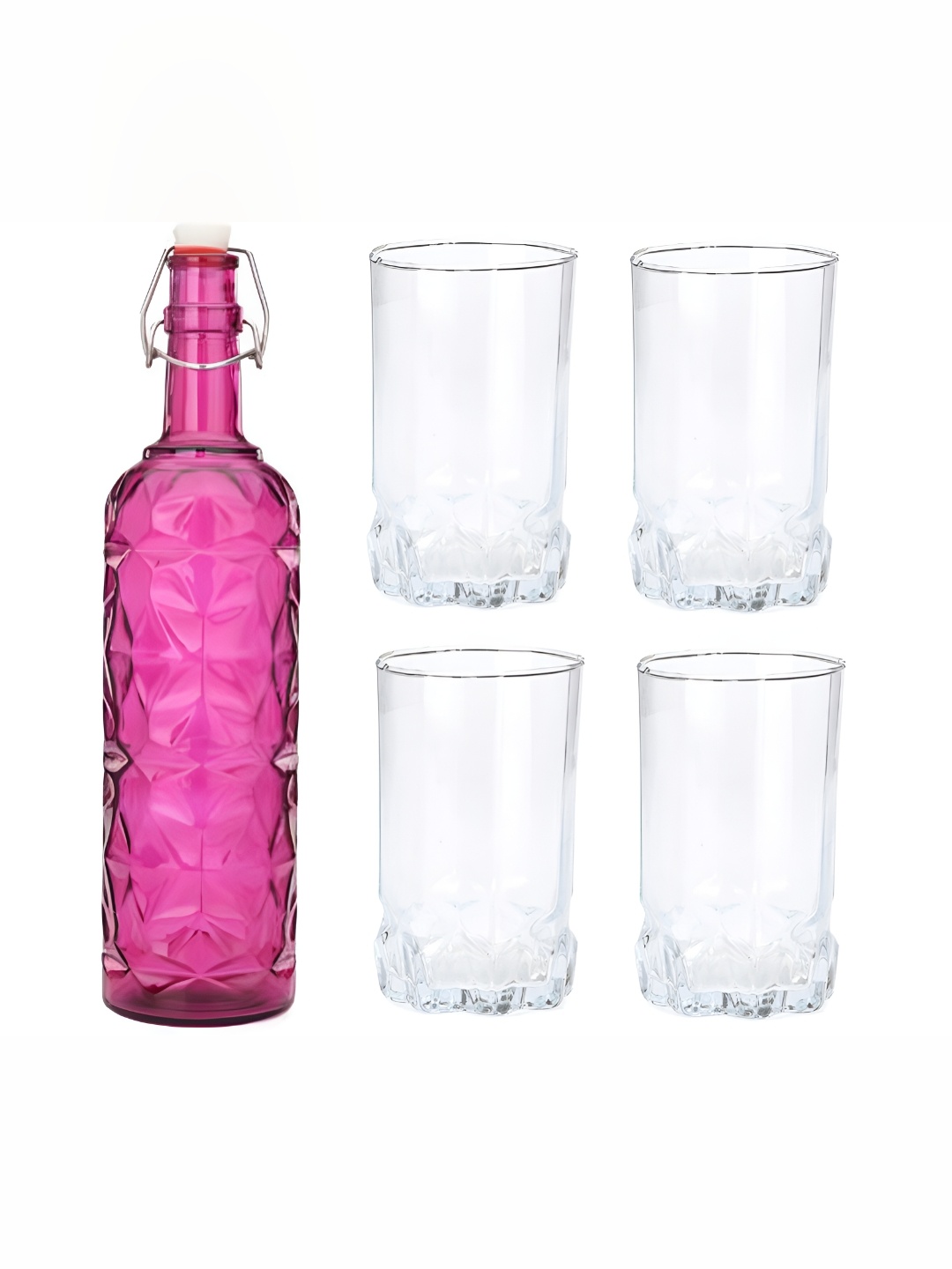 

1ST TIME Pink & Transparent 5 Pcs Water Bottle & Glasses