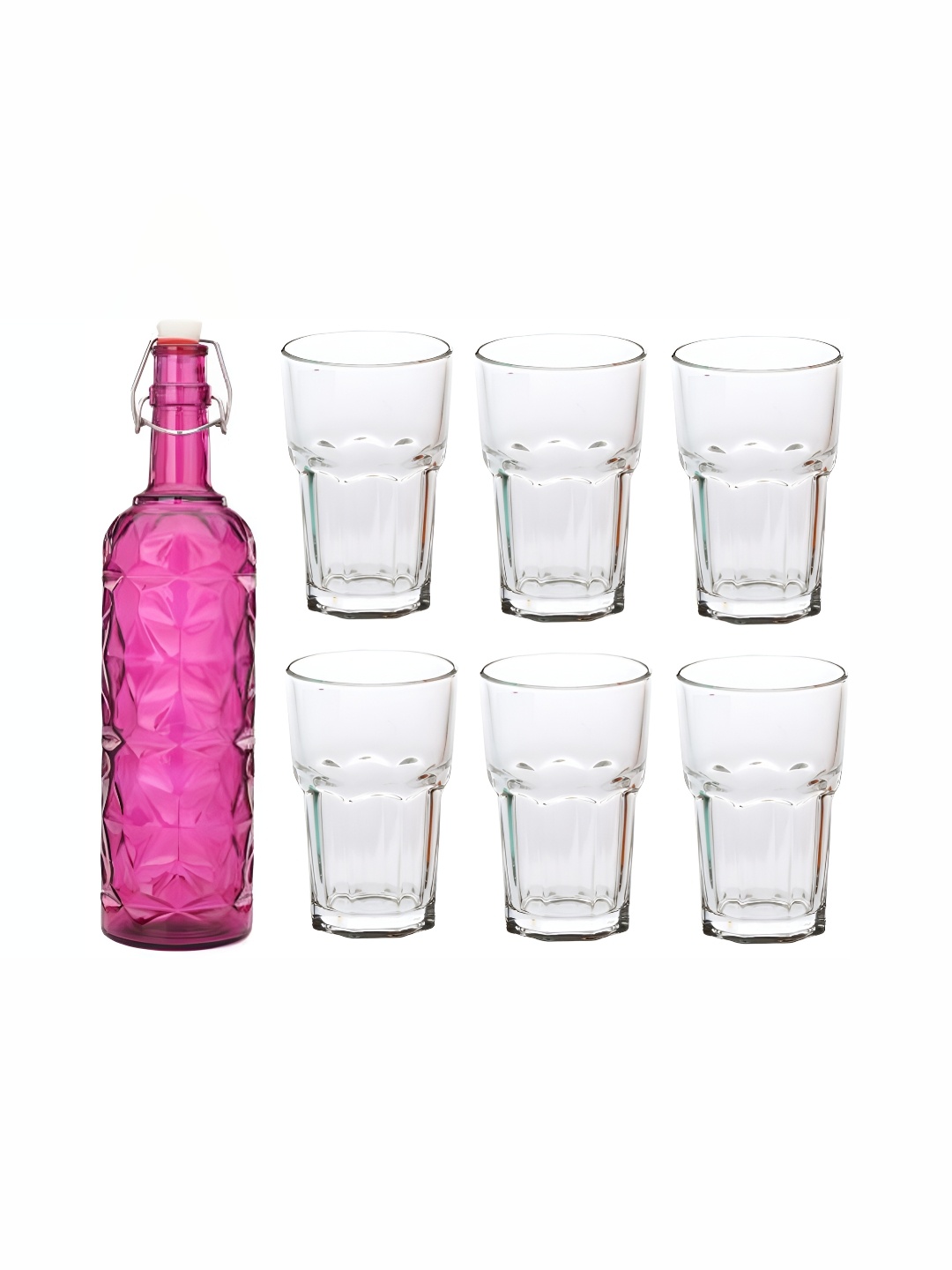 

1ST TIME Pink & Transparent 7 Pieces Bottle & Glasses Set