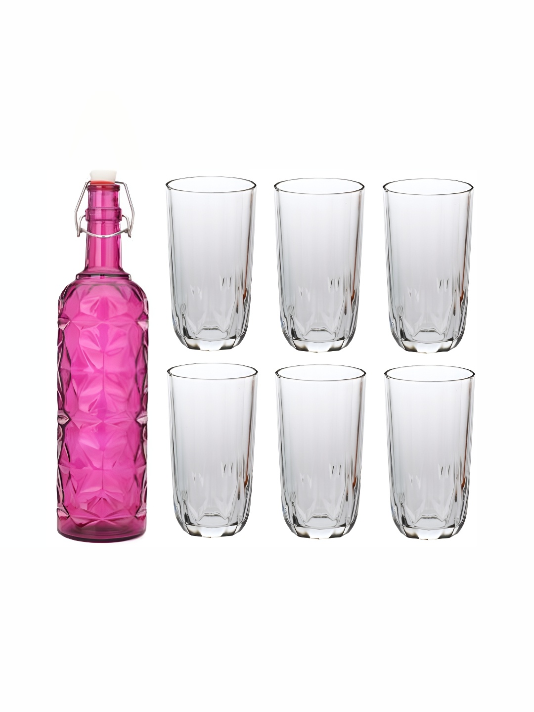 

1ST TIME Pink & Transparent 7 Pieces Bottle & Glasses