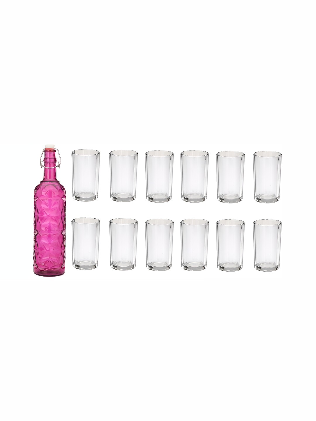 

1ST TIME Pink & Transparent 13 Pieces Glass Bottle & Glasses