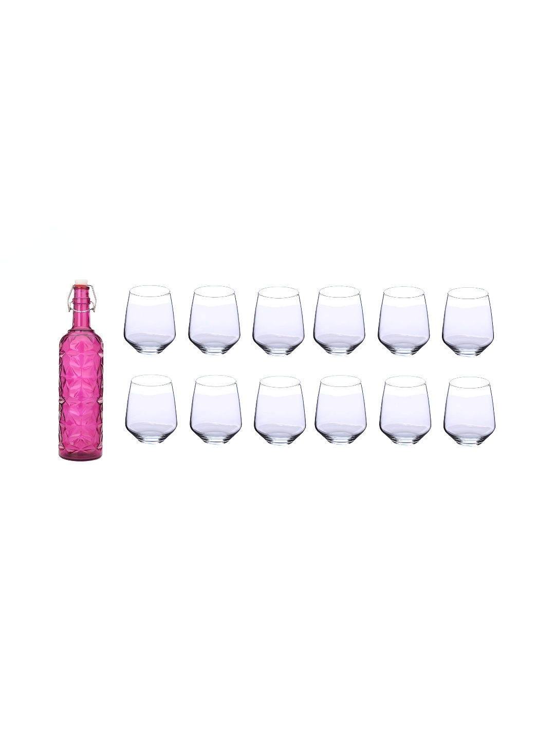 

1ST TIME Pink & Transparent 13 Pieces Bottle & Glasses