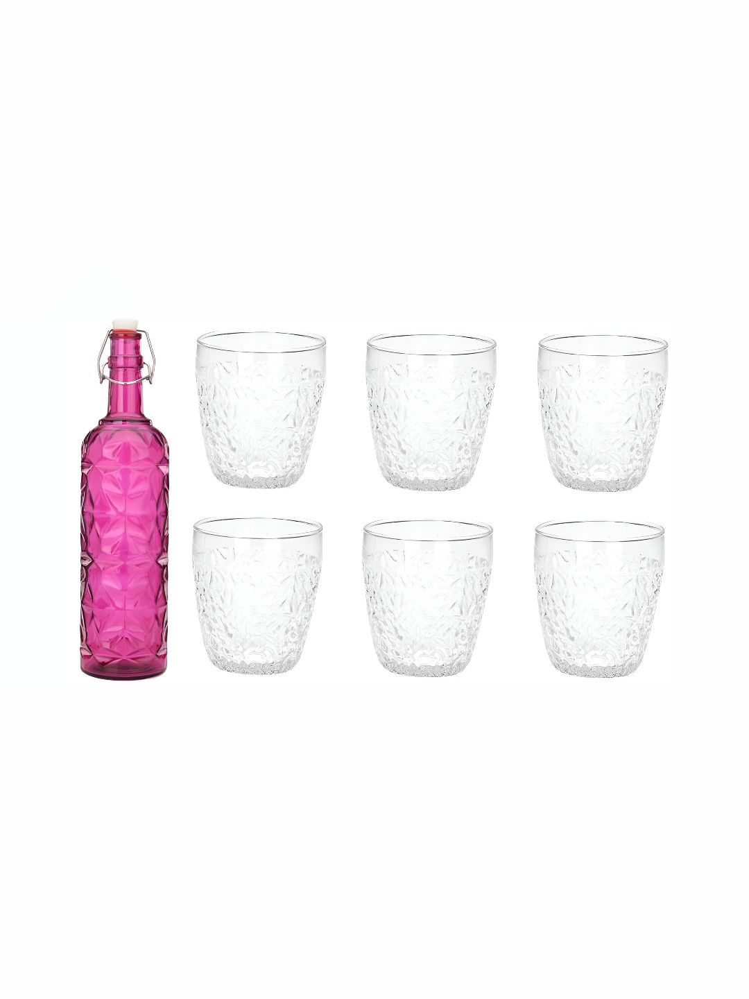 

1ST TIME Pink & Transparent 7 Pieces Bottle & Glasses Set