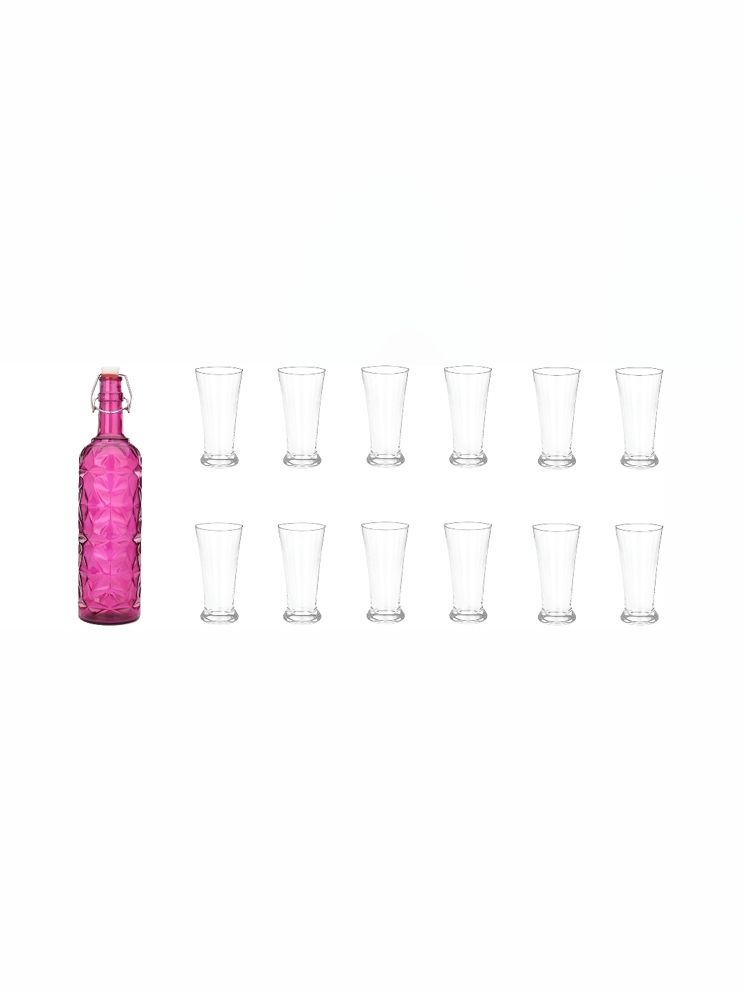 

1ST TIME Pink & Transparent 13 Pcs Water Bottle With Glasses