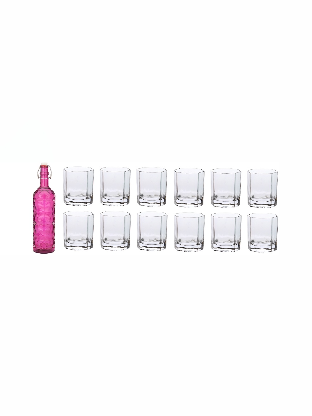

1ST TIME Pink & Transparent Water Bottle With 12 Pieces Glass