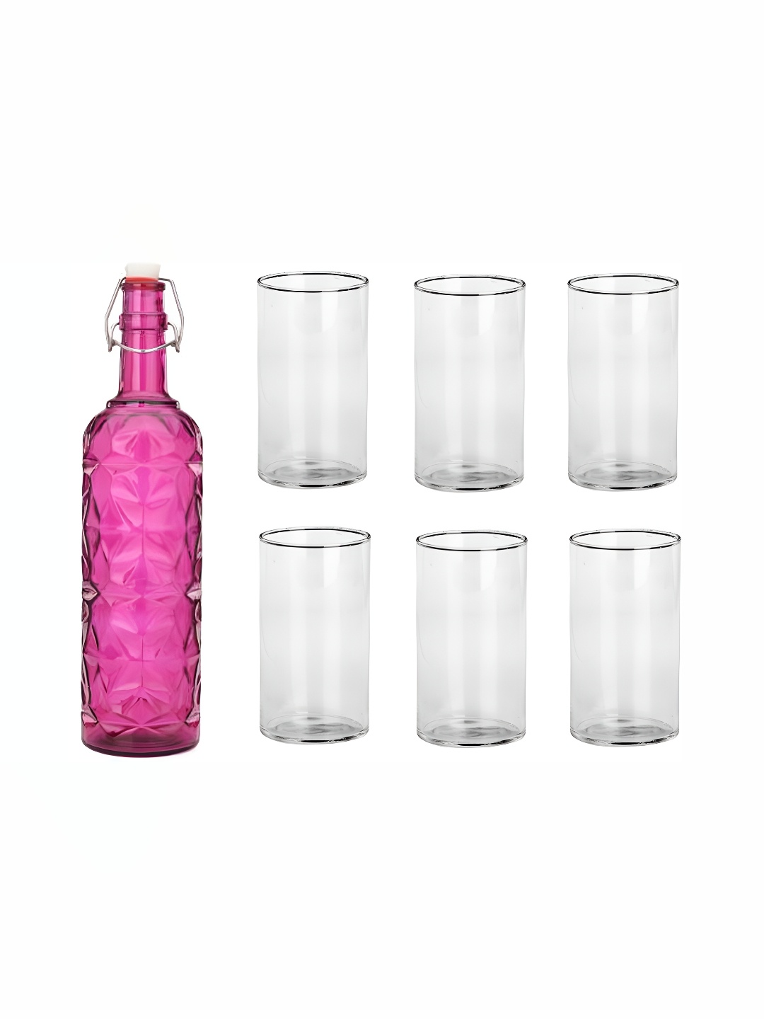 

1ST TIME Pink & Transparent 7 Pieces Bottle & Glasses Set